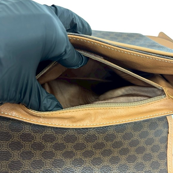 CELINE Macadam Blason Pattern Logo Ring Hardware Leather Shoulder Bag Pochett... - Picture 10 of 10